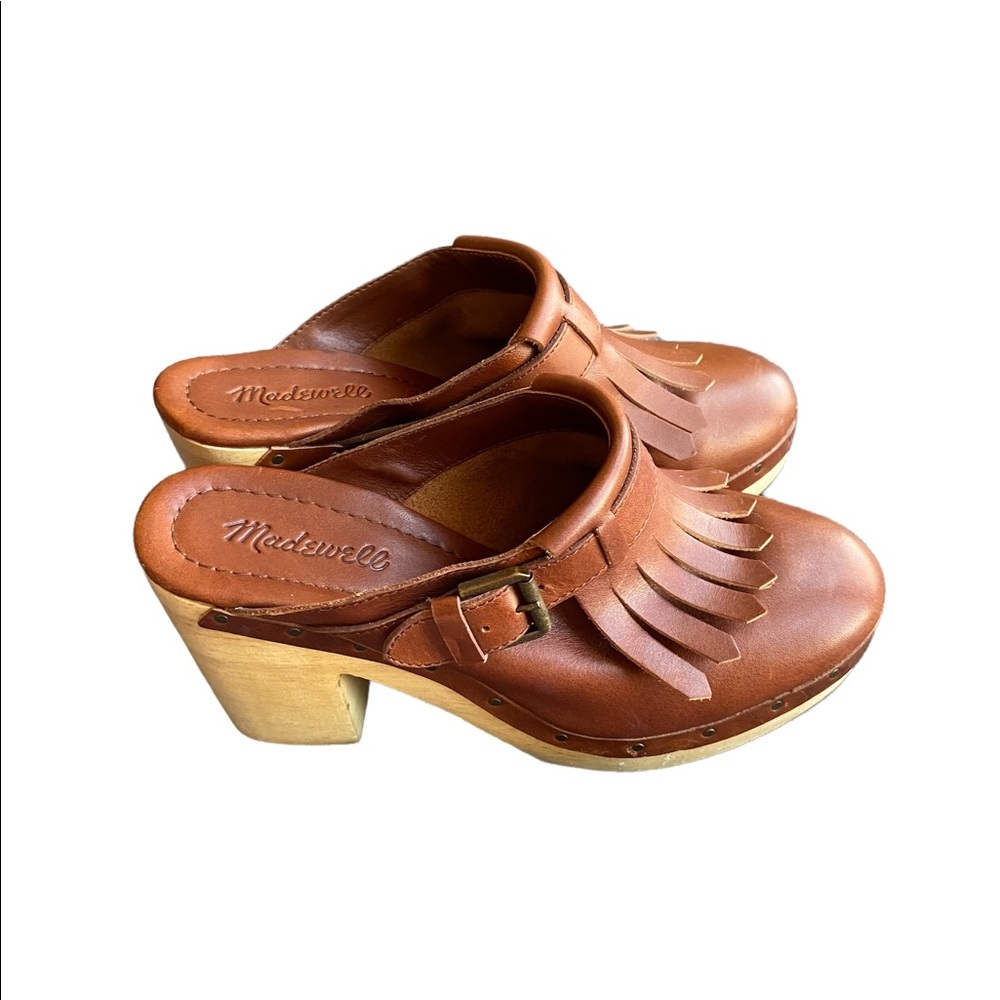 Madewell Fringed Chestnut Mules Slides - Picture 11 of 16